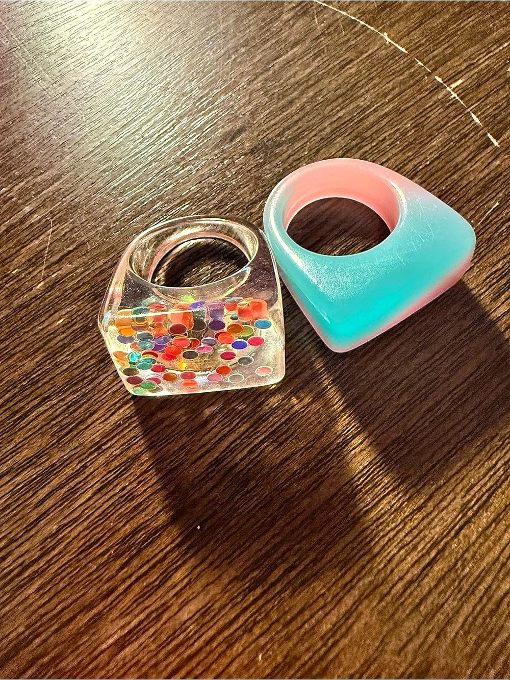 H and M Resin Statement Rings Blue & Multicolor